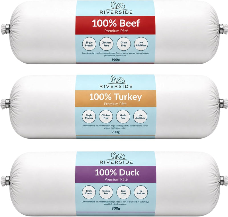 Dog Pate 900g x 3-100% Duck Turkey & Beef Pate For Dogs - Chub Roll