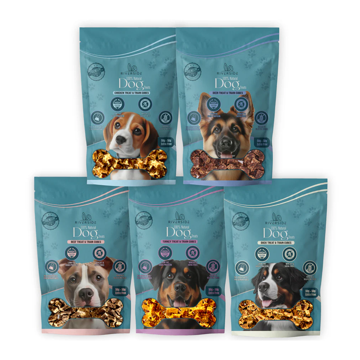 MEGA SALE Natural Training Treats For Dogs - 5 Meat Flavours